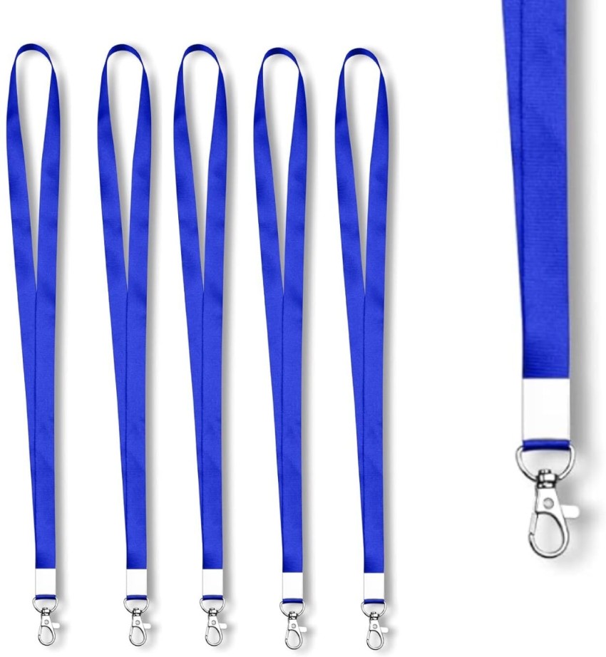 JSMSH 1 inch Thick Lanyards with Badge Clip (Blue, Pack of 100
