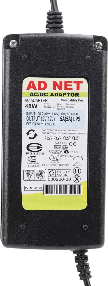 AD NET-POWER OF SPEED 12V-5AMP DC Power Adapter, Powers Supply, SMPS for  LCD Monitor, TV, LED Strip 48 W Adapter - AD NET-POWER OF SPEED 