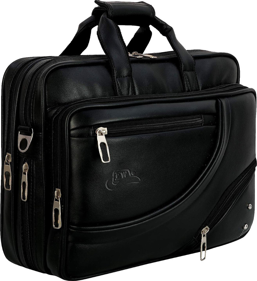 Leatherworld 16 inch Expandable Laptop Messenger Bag Black Price in India Flipkart