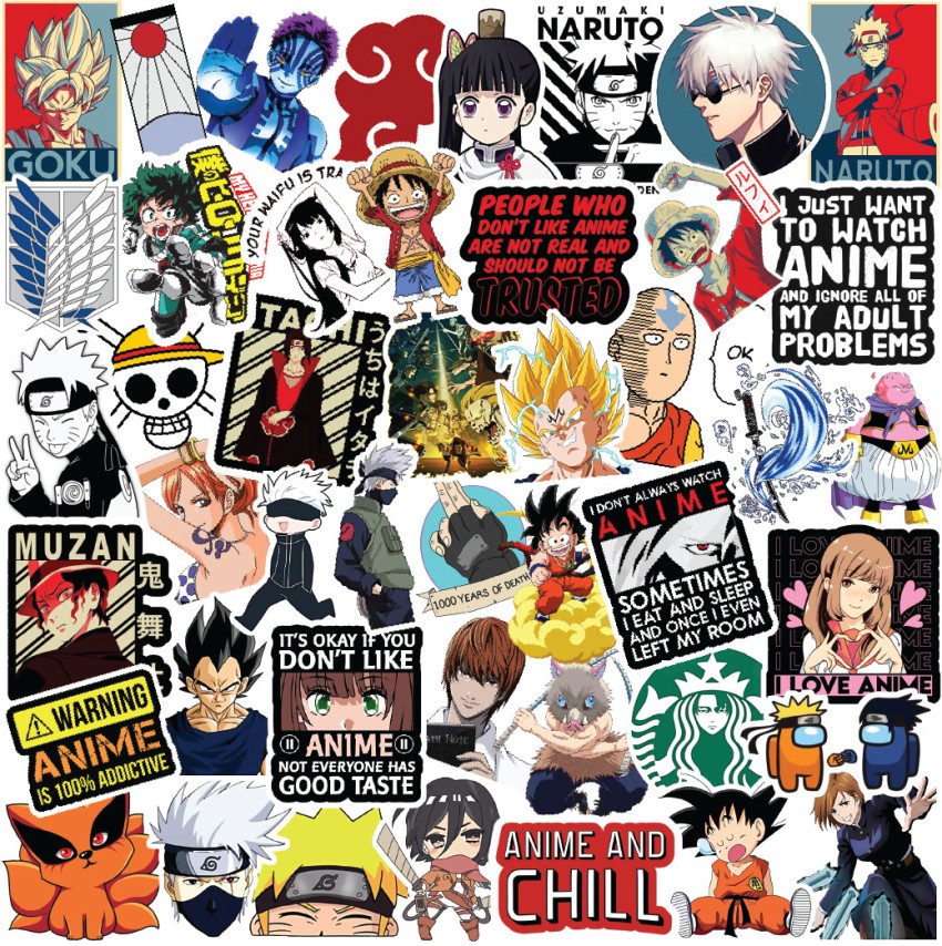 Beautiful Mix Anime Stickers Nartuo  Attack On titans  Dragon Ball Z   Etc Stickers Pack OF 50