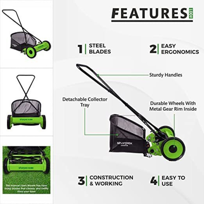 Sharpex Grass Catcher Classic Reel Mower 5-Position Height Adjustment Grass  Cutter Machine for Home Garden and Yard Manual Push Lawn Mower Price in  India - Buy Sharpex Grass Catcher Classic Reel Mower