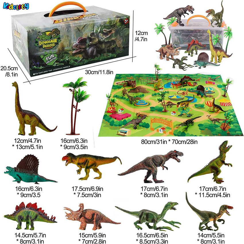 Kidology Realistic Dinosaur Figures Activity Play Mat Trees
