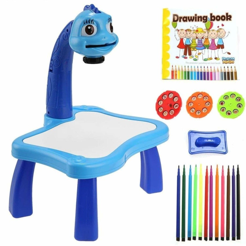CAPACIOUS Drawing Projector Learning Desk Set For Children 3 To 8 Years Age  , LED Music Fun Drawing Board Educational Toy , Paint Pen Projector  Painting Toy for Kids Writing Sketch Board (