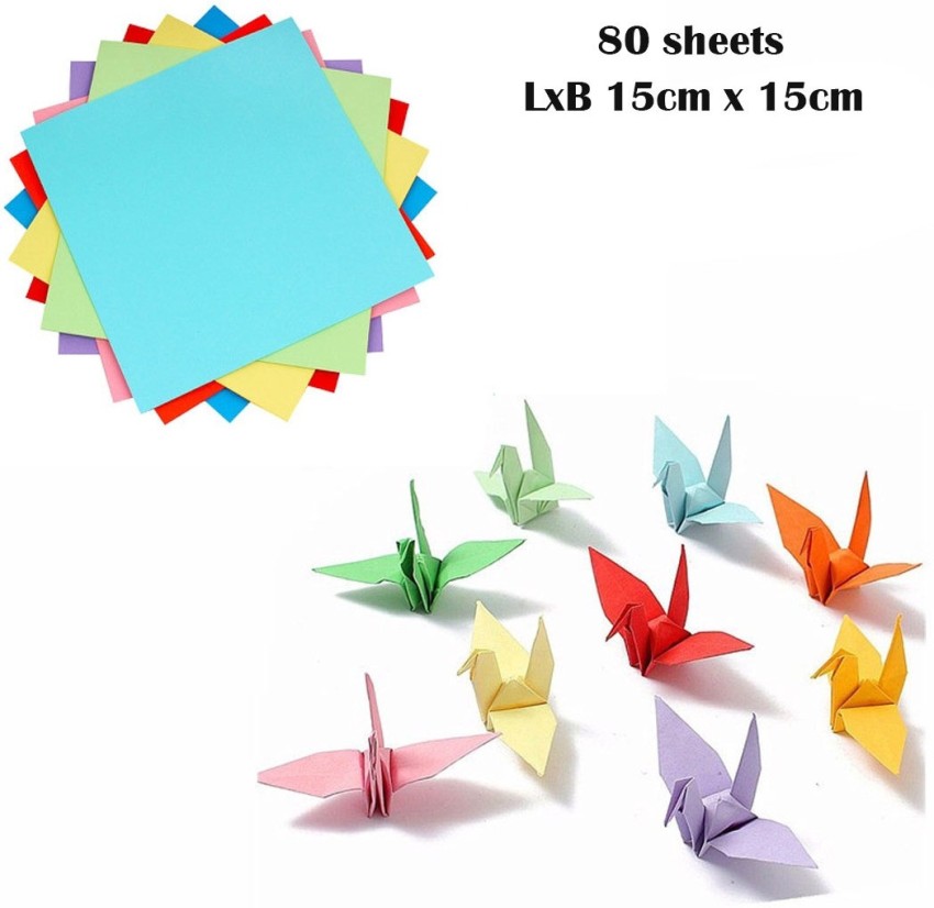 Eclet 200 origami sheet 15 cm x 15 cm Origami  Sheets/Construction Paper (double Side Coated 6 cm x 6 cm 90 gsm Coloured  Paper - Coloured Paper