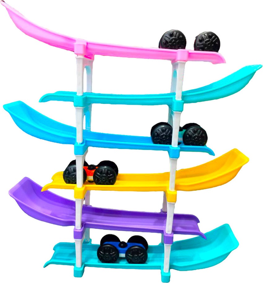 SARASI Rolling Flipping Race Car Ramp Racing Toy For Kids 4 Car