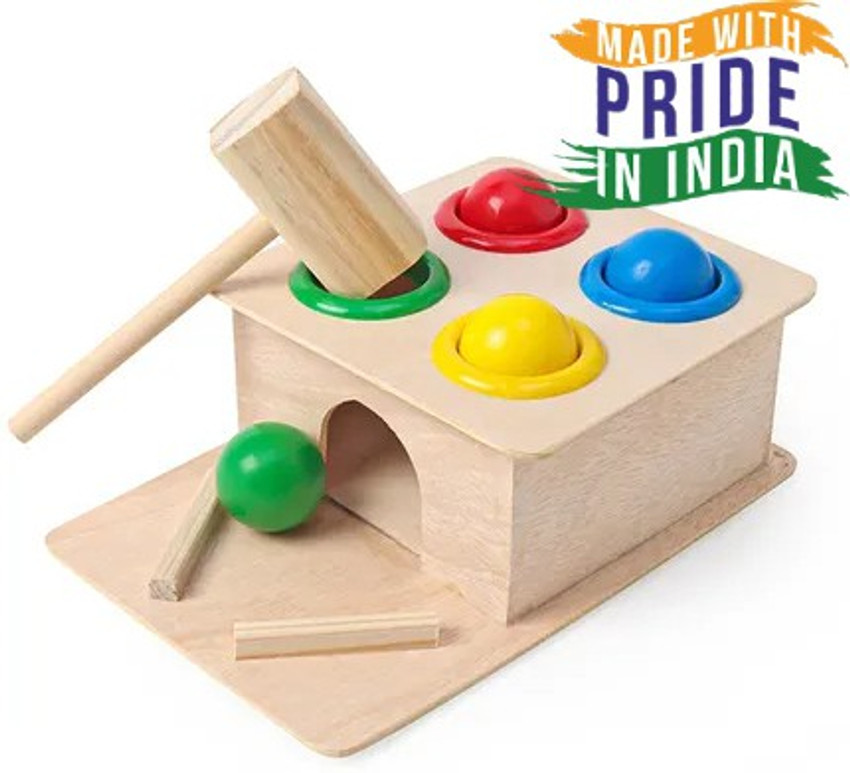 Wooden hammer top ball toy