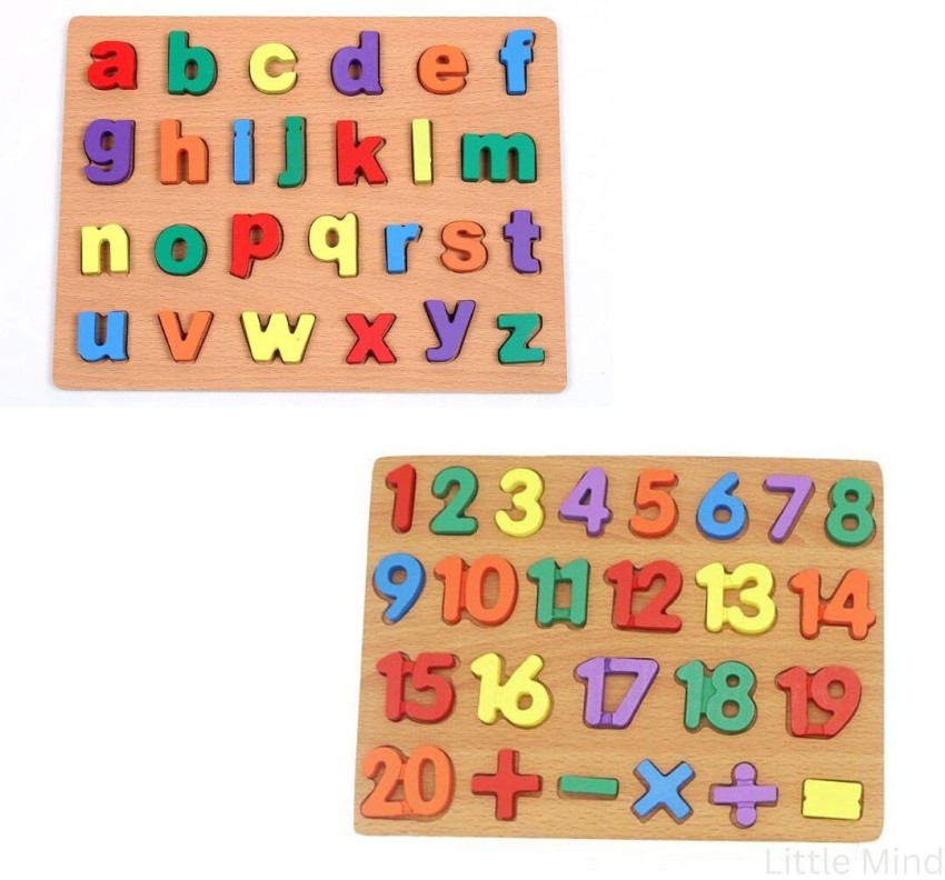 3-D Wooden Alphabet Puzzle Set,ABC Letter and Numbers Puzzles