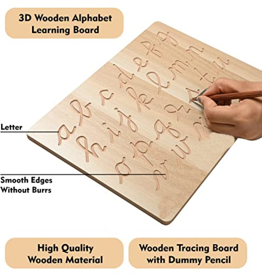 Letter Tracing Board, Wooden Montessori Toys for Kids Age 3-6
