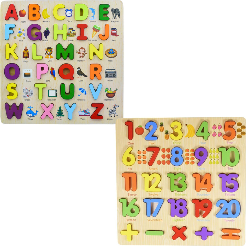 Alphabet Puzzles - 3D Wood Alphabet / Number / Shape Puzzle Set