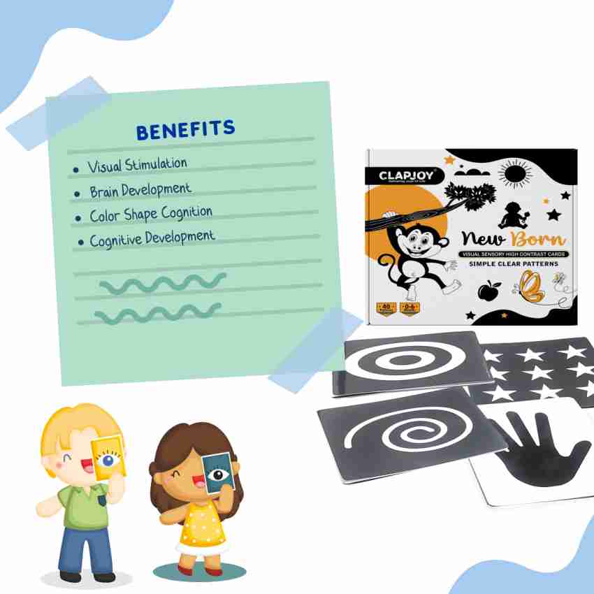 Baby Black White Flash Card Educational Baby Toys 0-36 Months High Contrast  Visual Stimulation Flashcard Shape Sensory Toys