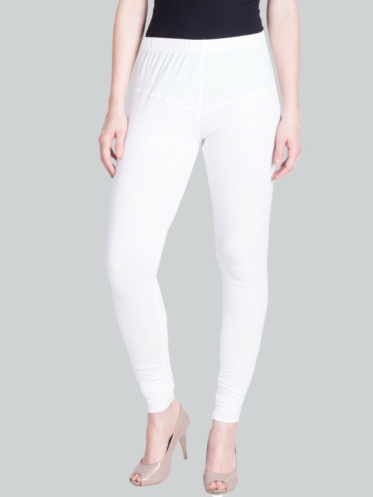 Churidar leggings in white, gathered at the ankle, one size fits most