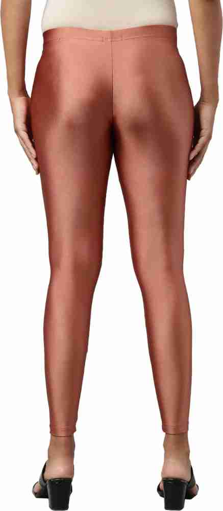 GO COLORS Women's Regular Fit Shimmer Leggings