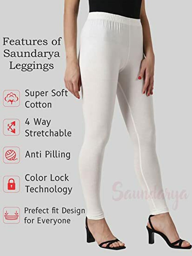 AGSfashion Women's Lycra Cotton Leggings (White) Ankle Length