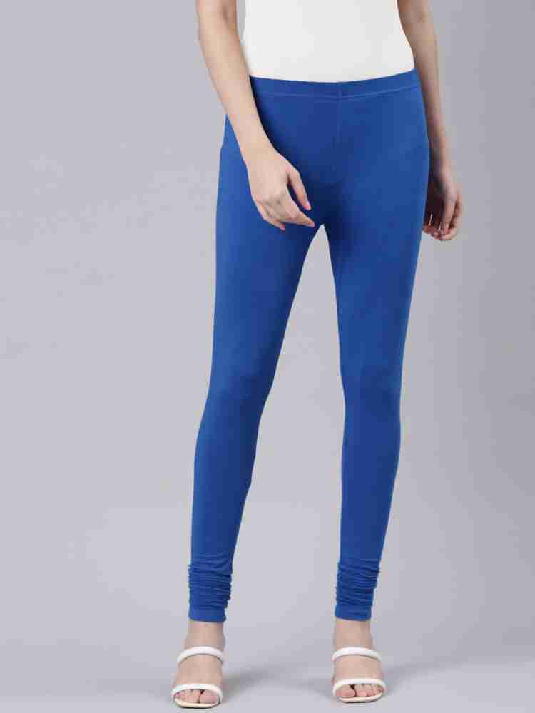 Cotton Lycra Churidar Free Size Royal Blue Leggings