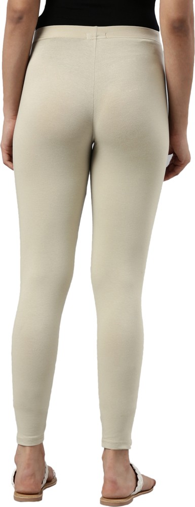 Go Colors Cotton Solid, Elastane Ankle Length Legging (S, Light Mustard)