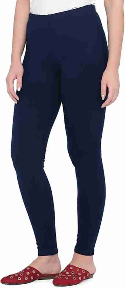 Women solid churidar leggings (white & navy)