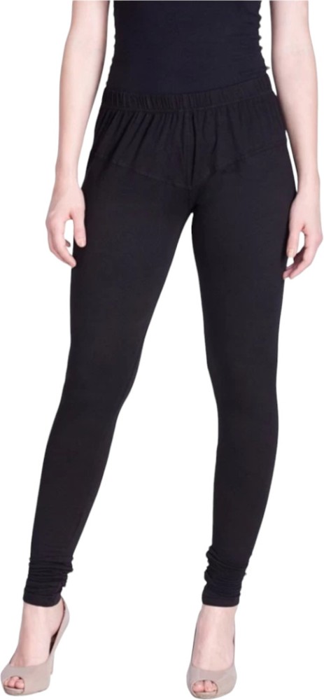 Black Solid Cotton Hosiery Churidar Legging