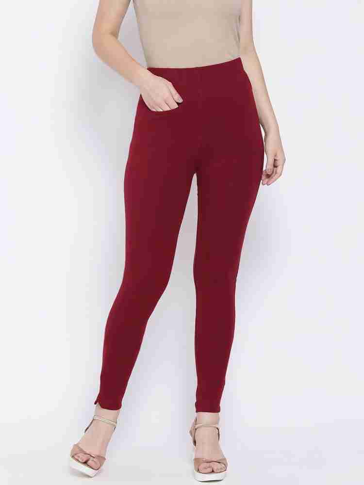 Buy Rupa Softline Women's Cotton Stretch Ankle Length Leggings (Free Size  with Pocket, D.Rust) at