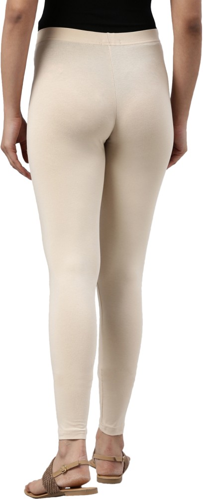 GO COLORS Cotton Solid, Elastane Ankle Length Legging (L, Pista