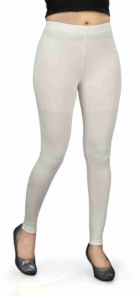 Buy Go Colors Women Olive Solid Stretch Leggings Online at Best