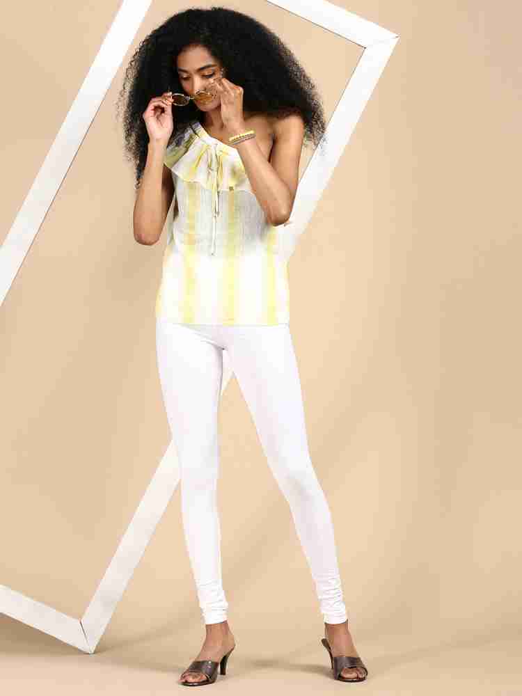 Buy De Moza Ladies Churidar Leggings Solid Cotton White online