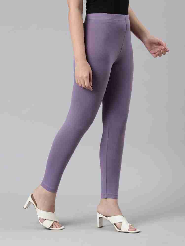 Buy Go Colors Women Purple Solid Ankle Length Leggings - Leggings