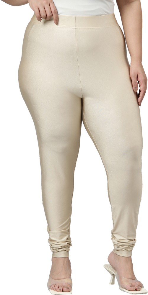 Buy Go Colors Women White Nylon Shimmer Churidar Legging online
