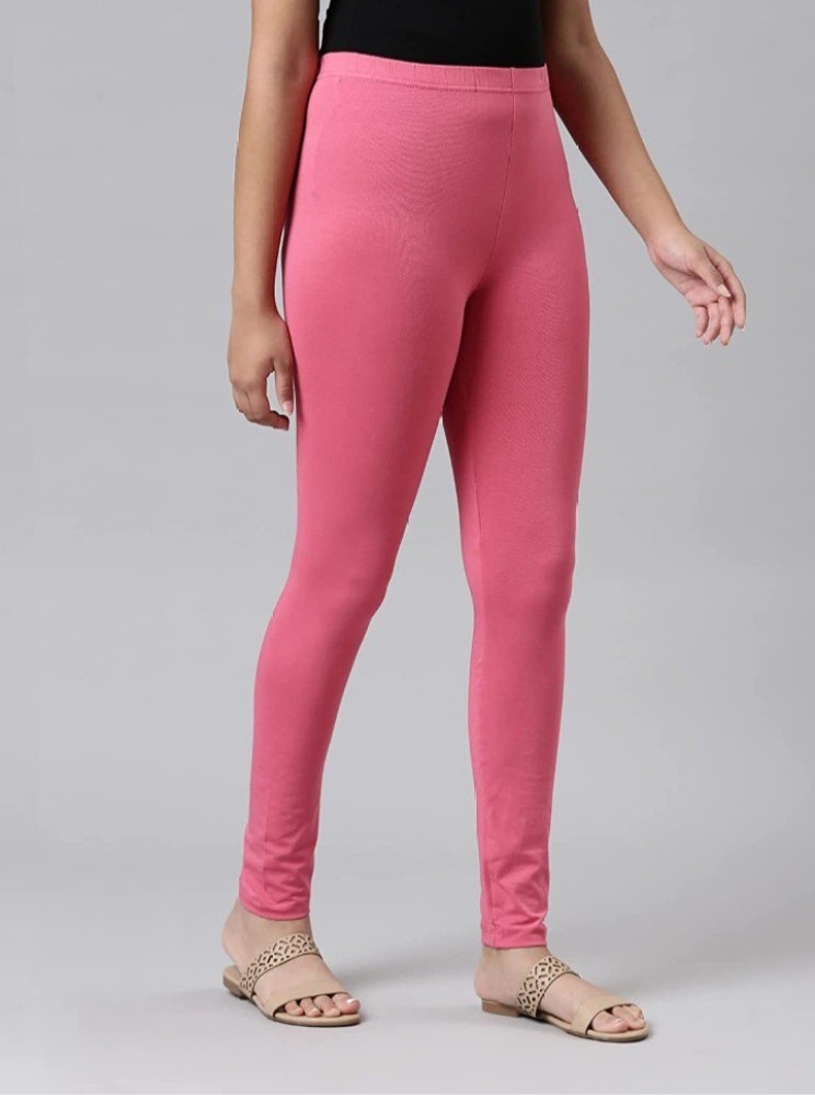 Buy Lyra Women's Dark Pink Solid Churidar Leggings Online at Best