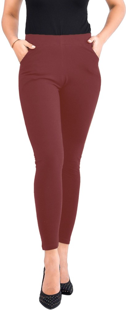 Buy Averno Women Maroon Cotton Lycra Ankle-length Stretchable Leggings (XXL)  Online at Best Prices in India - JioMart.