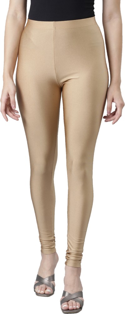Buy Go Colors Women White Nylon Shimmer Churidar Legging online