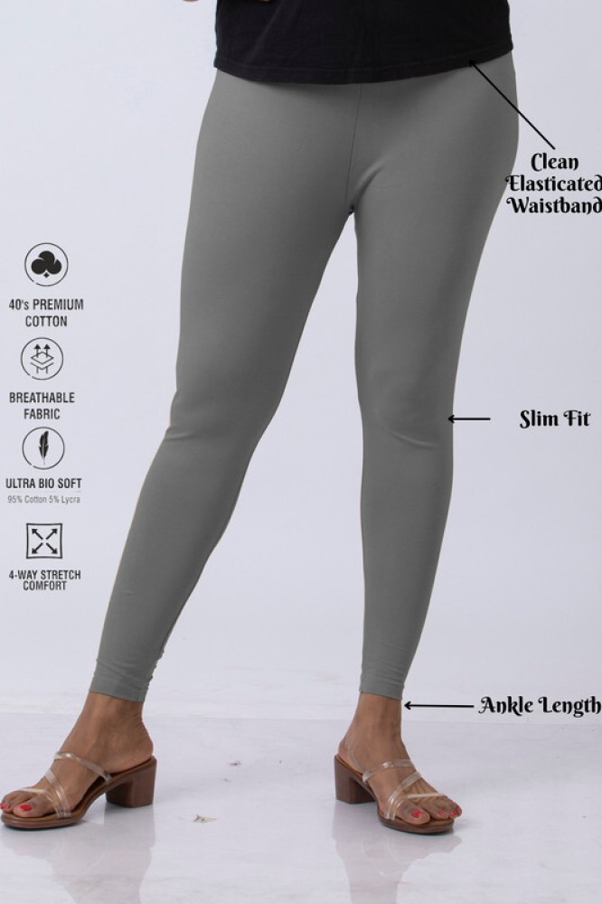 Parrot green - trendy latest Ultra Soft Cotton Churidar Solid Regular and  Plus 45 Colours Leggings for