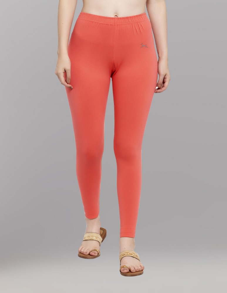 Frenchtrendz  Buy Frenchtrendz Cotton Spandex Light Coral Ankle Leggings  Online India