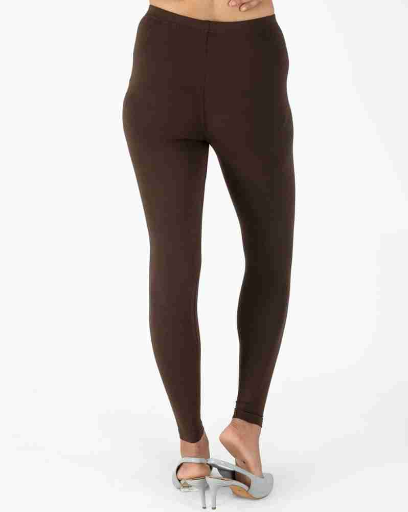Buy Brown Solid Pure Cotton Ankle Length Legging Online at Soch India