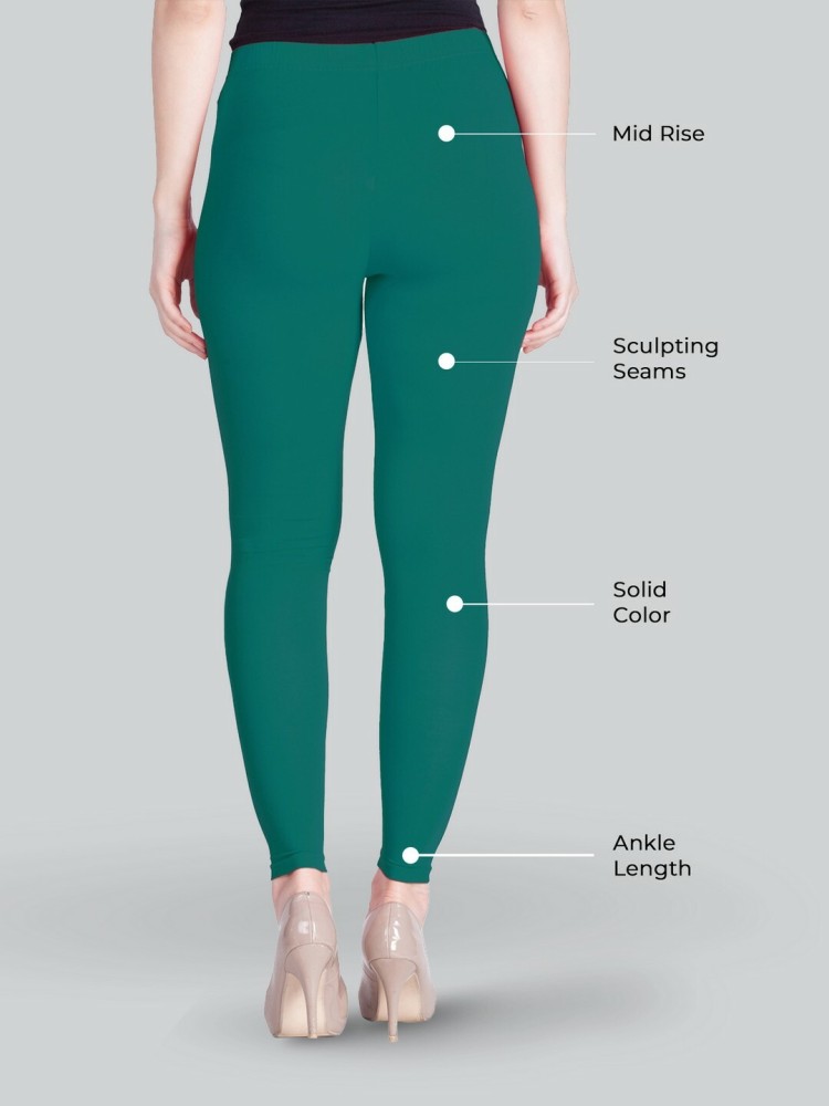 Women Solid Pista Green Ankle Length Leggings