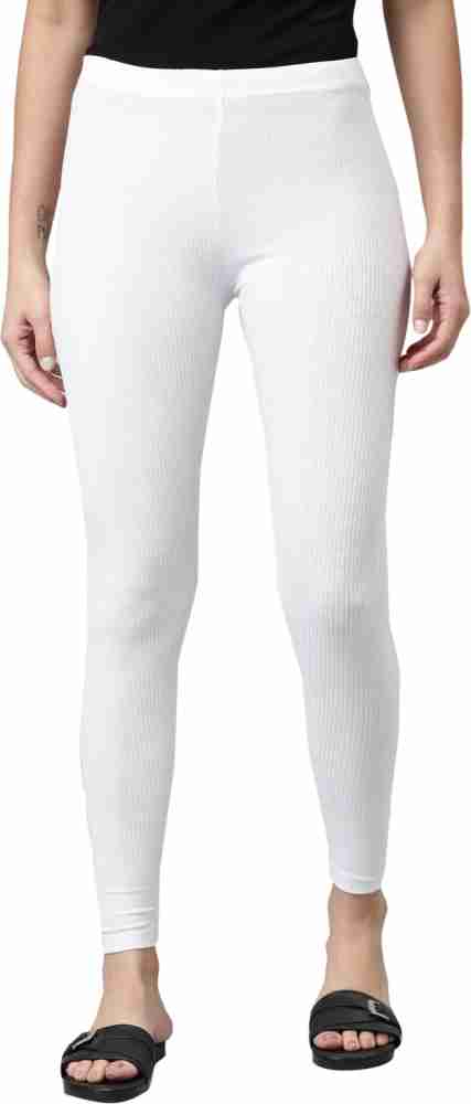 Buy Go Colors Women White Solid Ankle Length Leggings - Leggings
