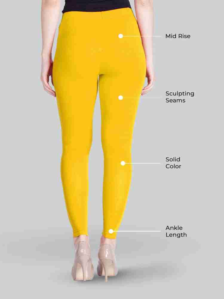 LUX LYRA Women's Cotton Ankle Length Yellow Legging Free Shipping