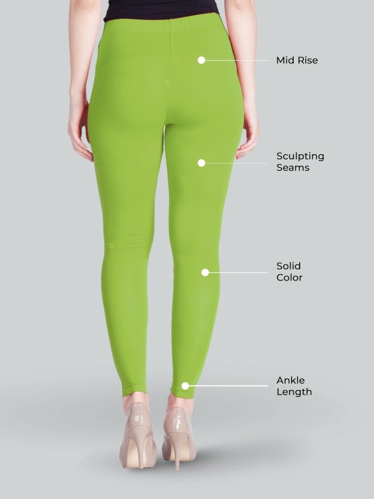 Buy Lyra Women Solid Premium Cotton Ankle Length Mid Waist Leggings Gold  online