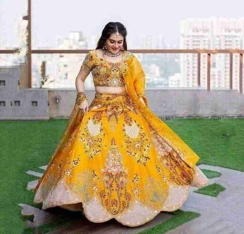 Yellow lehenga clearance flipkart