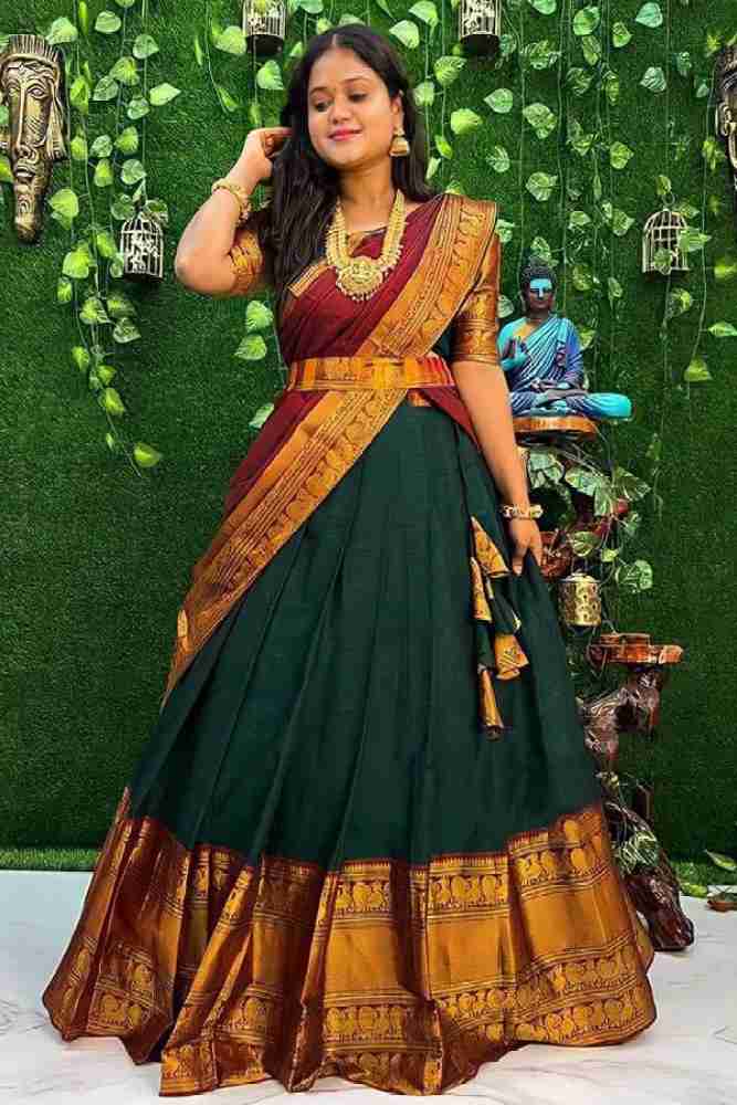 Azad Sarees Self Design Semi Stitched Lehenga Choli Buy Azad