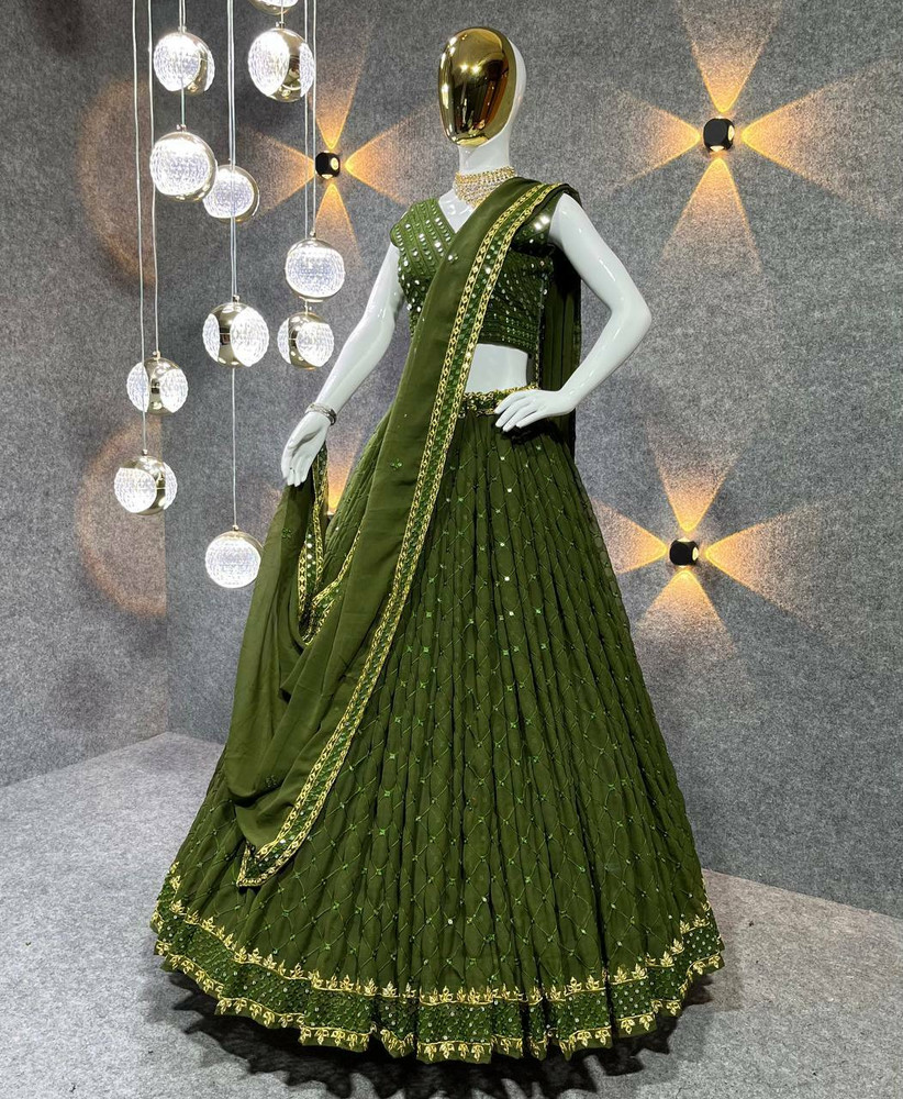 HOGSY Embroidered Semi Stitched Lehenga Choli
