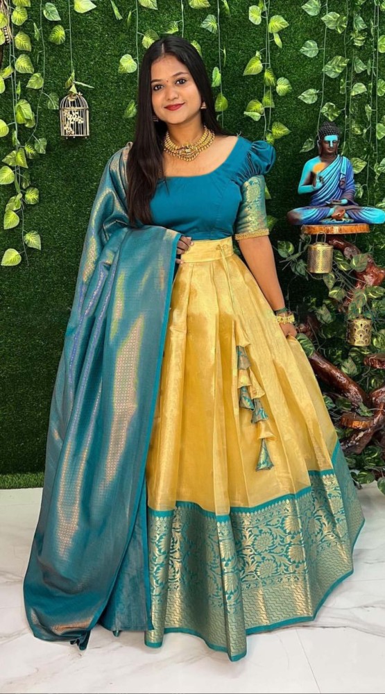 Blue and outlet yellow lehenga choli