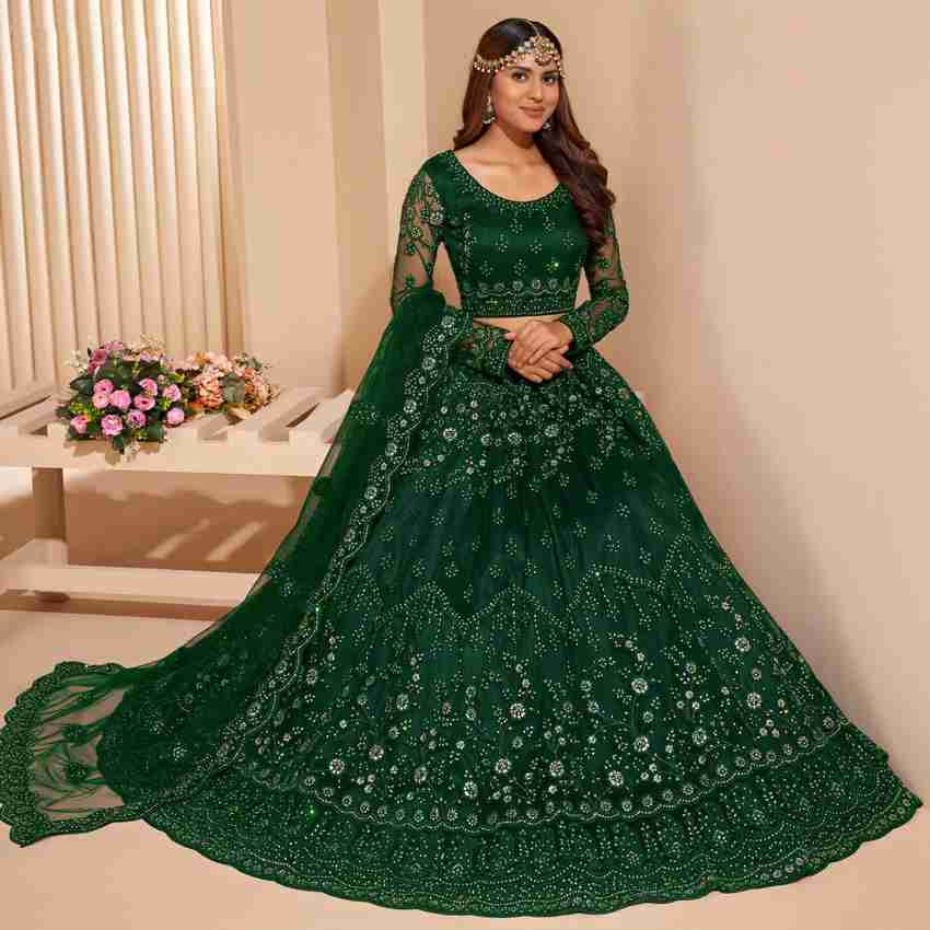 Cute Fellow Embroidered Semi Stitched Lehenga Choli
