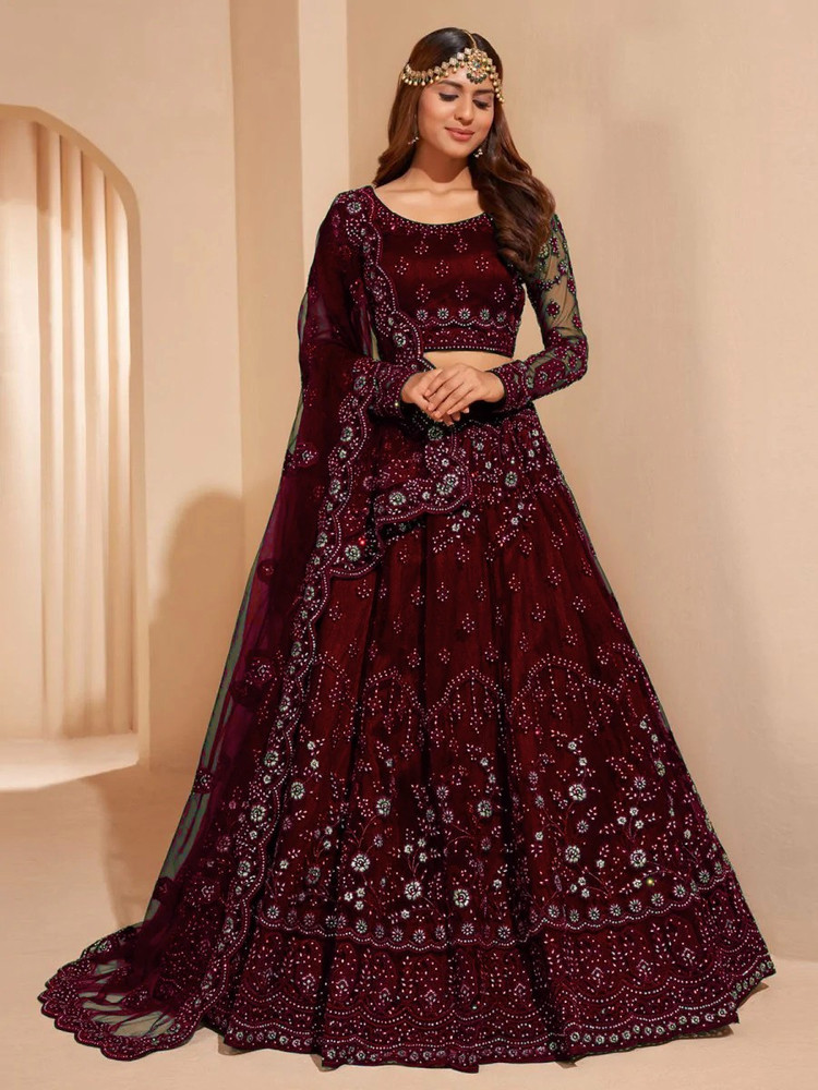 Cute Fellow Embroidered Semi Stitched Lehenga Choli