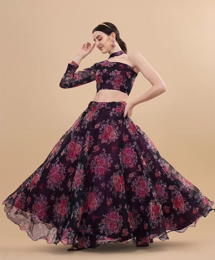 E mart Printed Semi Stitched Lehenga Crop Top Buy E mart