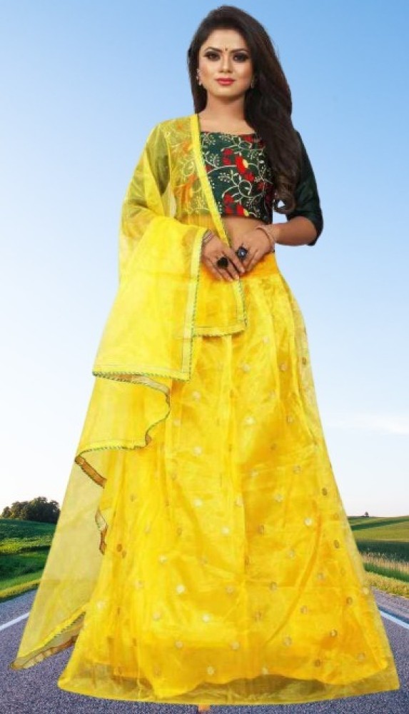 Lehenga choli clearance in yellow colour