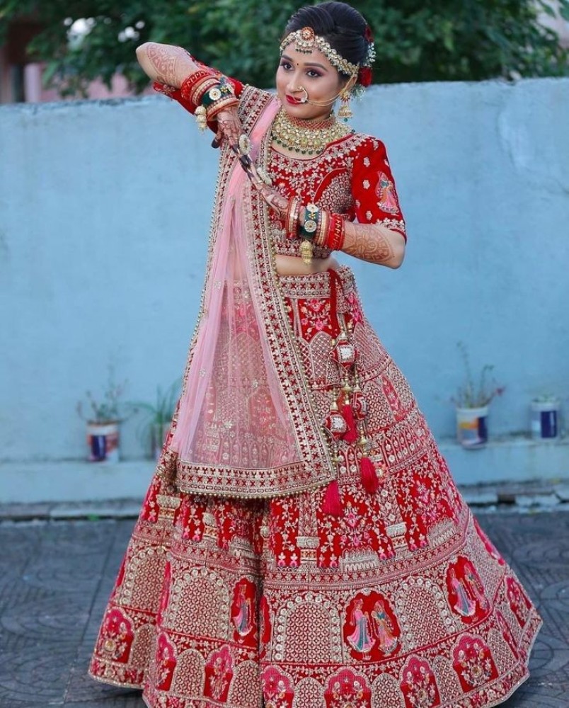 Flipkart on sale red lehenga