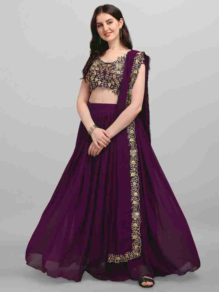 anara Solid Semi Stitched Lehenga Choli