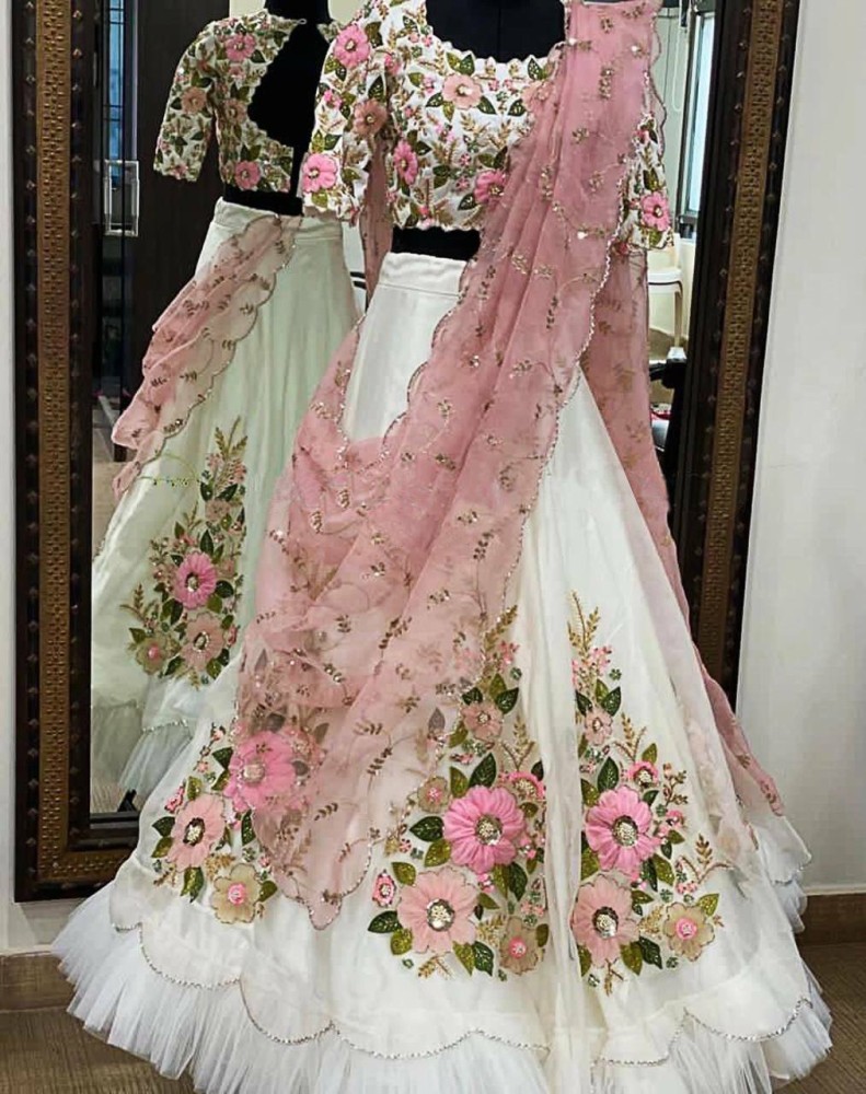 White 2025 lehenga flipkart