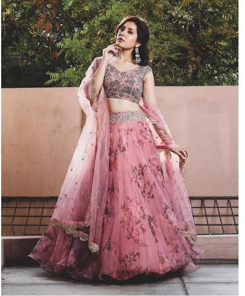 Pink Ethnic Semi-Stitched : Buy Pink Ethnic Orange Semi-Stitched Lehenga  Choli With Sequence Work And Dupatta (Set of 3) Online | Nykaa Fashion