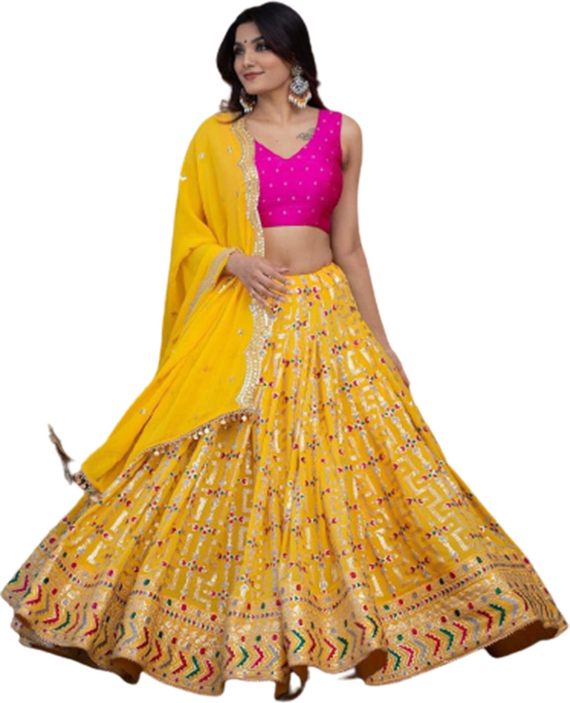 Flipkart top yellow lehenga